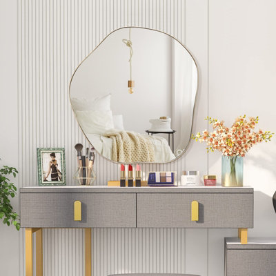 Costway Irregular Wall Mirror W/ Metal Frame Bathroom Asymmetrical Mirror Decorative Vanity Mirror