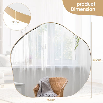Costway Irregular Wall Mirror W/ Metal Frame Bathroom Asymmetrical Mirror Decorative Vanity Mirror