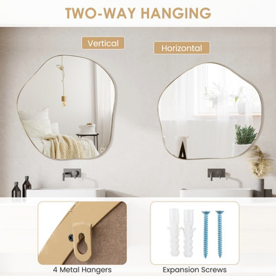 Costway Irregular Wall Mirror W/ Metal Frame Bathroom Asymmetrical Mirror Decorative Vanity Mirror