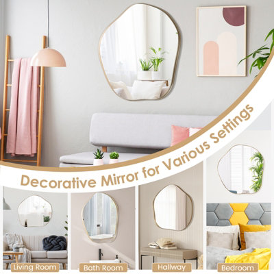Costway Irregular Wall Mirror W/ Metal Frame Bathroom Asymmetrical Mirror Decorative Vanity Mirror