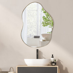 Costway Irregular Wall Mirror W/ Metal Frame Bathroom Asymmetrical Mirror Decorative Vanity Mirror