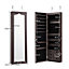 Costway Jewelry Cabinet 5 LED Lights Wall/Door Mounted Jewelry Armoire w/ Mirror