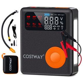 Costway Jump Starter w/ Air Compressor 12V Battery Starter w/ 150PSI Digital Tire Inflator