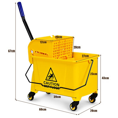 Costway Kentucky Mop Bucket Mobile Cleaning Floor Cart With Wringer Wheels Mop Holder