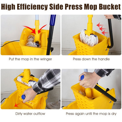Costway Kentucky Mop Bucket Mobile Cleaning Floor Cart With Wringer Wheels Mop Holder - 3