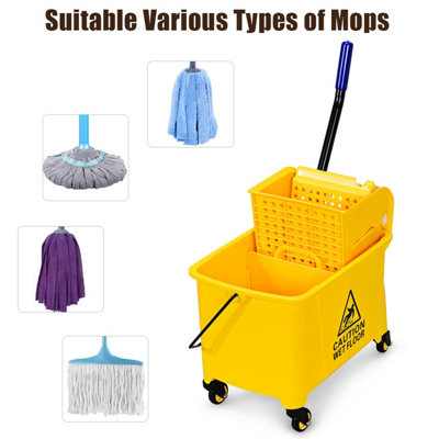 Costway Kentucky Mop Bucket Mobile Cleaning Floor Cart With Wringer Wheels Mop Holder - 5