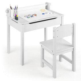 Costway Kids Art Table Set with Lift Top Toddler Craft Table and Chair Set
