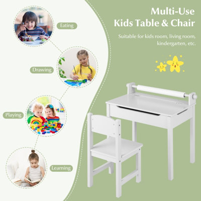 Costway Toddler Craft Table & Chair Set Kids Art Crafts Table