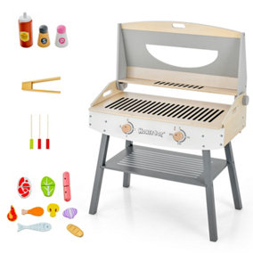 Costway Kids Barbecue Grill Playset Wooden Pretend Toy BBQ Set Cooking Gift