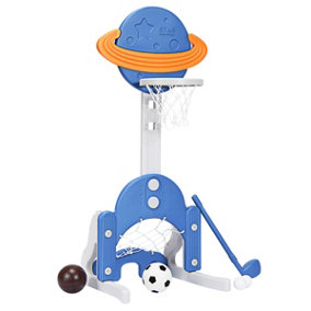 Costway Kids Basketball Stand 3 in 1 Basketball Hoop Soccer Golf Kit Adjustable Toy Set