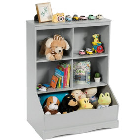 Costway Kids Bookcase 3-Tier Toy Storage Cubby Wooden Display Rack Cabinet