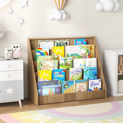 COSTWAY Kids Bookshelf 5-Tier Wooden Children Bookcase Magazine Rack ...