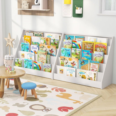 COSTWAY Kids Bookshelf 5-Tier Wooden Children Bookcase Magazine Rack-White