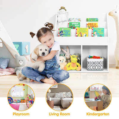 Costway 5-Cube Kids Bookshelf And Toy Organizer Wooden Storage Bookcase W/ Wood Legs