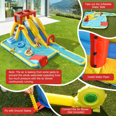 Costway Kids Bounce House Inflatable Water Park w/Double Slides &Climbing Wall - 7