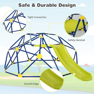 Costway Kids Climbing Dome & Play Set with Slide 180 KG Capacity Fabric Cushion 3-12 Years - 7
