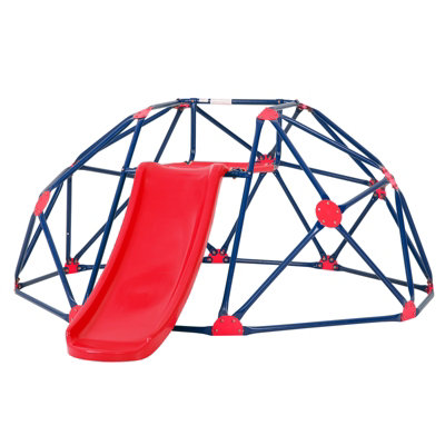 Costway Kids Climbing Dome & Play Set with Slide 180 KG Capacity Fabric Cushion 3-12 Years