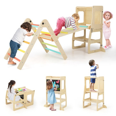 Costway Kids Climbing Toy Set Folding Climber w/ Reversible Ramp & Step Stool