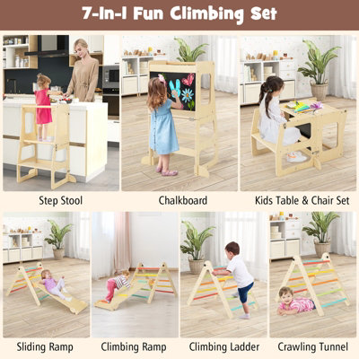 Costway Kids Climbing Toy Set Folding Climber w/ Reversible Ramp & Step Stool