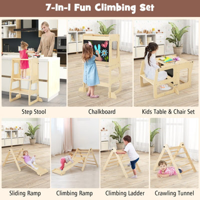 Costway Kids Climbing Toy Set Folding Climber w/ Reversible Ramp & Step Stool - 3