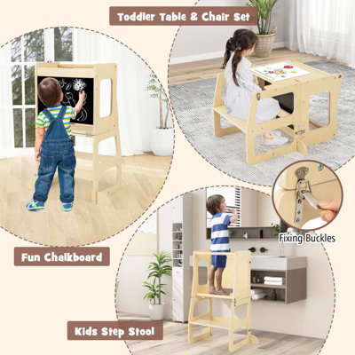 Costway Kids Climbing Toy Set Folding Climber w/ Reversible Ramp & Step Stool - 7