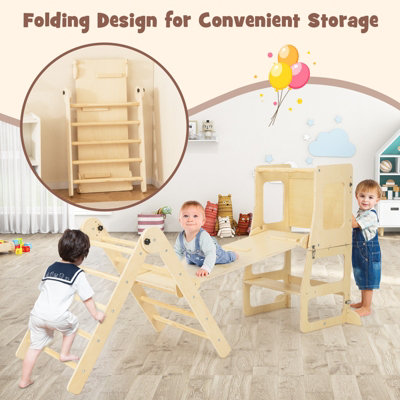 Costway Kids Climbing Toy Set Folding Climber w/ Reversible Ramp & Step Stool - 8
