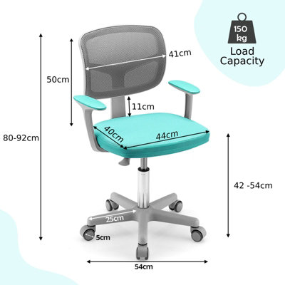 Costway Kids Computer Chair Low-Back Task Study Chair Children Office Chair Height Adjustable