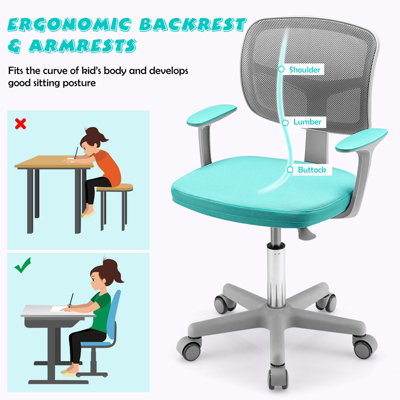 Costway Kids Computer Chair Low-Back Task Study Chair Children Office ...