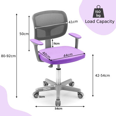 Costway Kids Computer Desk Chair Low-Back Task Study Chairs Children Office Task Chair