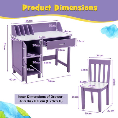 Purple desk discount and chair set