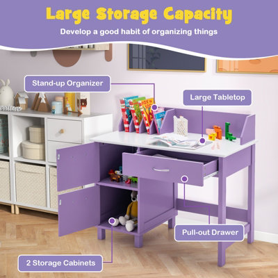 Children's study table outlet & cupboard set