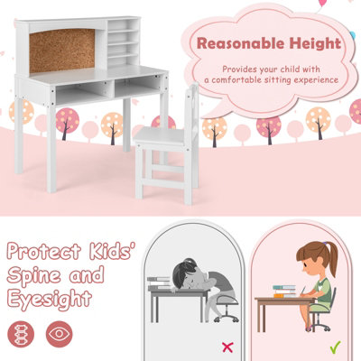 Costway Kids Desk and Chair Set Wooden Children Study Table &Chair ...