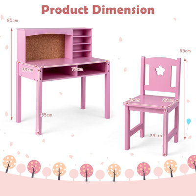 Costway Kids Desk and Chair Set Wooden Children Study Table &Chair Writing Table Set