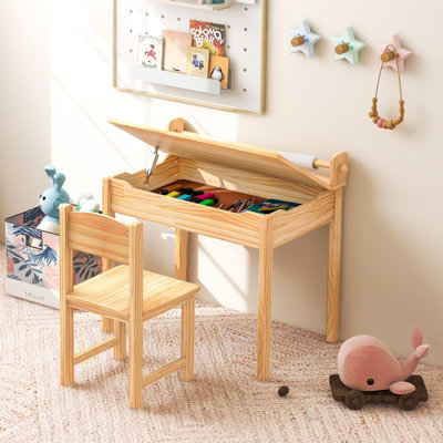 Childs wooden desk and hotsell chair set