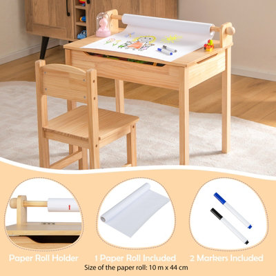 Costway Kids Desk and Chair Set Wooden Toddler Craft Table Lift