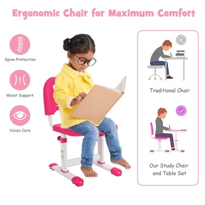 Iyrany Kids Desk And Chair Set - Adjustable Tilt Desktop With Drawers & Cabinet, Ergonomic Study Desk For Ages 5-12