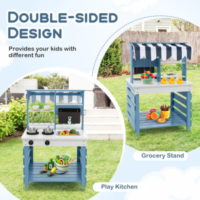 Kids Mud Kitchen Fir Wood Playset with Planting Pots and Blackboards main image 0
