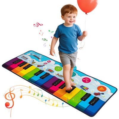 COSTWAY Kids Floor Piano Mat Musical Playmat with 8 Instrument Sounds ...