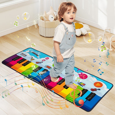 COSTWAY Kids Floor Piano Mat Musical Playmat with 8 Instrument Sounds ...