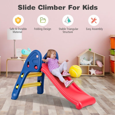 Costway Kids Folding Slide First Slide Plastic Climber Toy Kids Toddlers Children Indoor