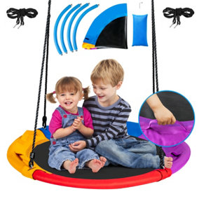 Costway Kids Height Adjustable Swing Seat Set Hanging Tree Crows Soft Seat W/ Pillows