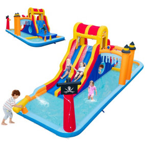 Costway Kids Inflatable Water Park Slide Children Wet Dry Combo Bounce House
