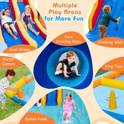Costway Kids Inflatable Water Park Slide Children Wet Dry Combo Bounce House - 4