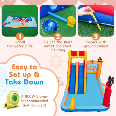 Costway Kids Inflatable Water Park Slide Children Wet Dry Combo Bounce House - 6