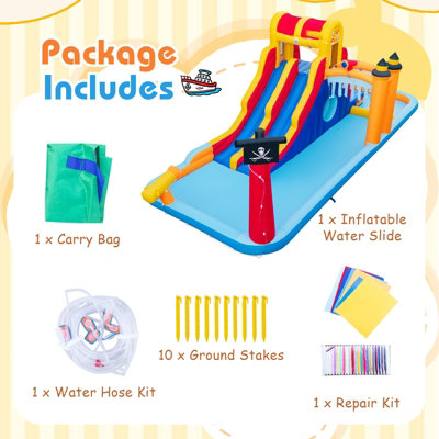 Costway Kids Inflatable Water Park Slide Children Wet Dry Combo Bounce House - 7