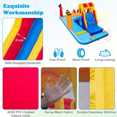 Costway Kids Inflatable Water Park Slide Children Wet Dry Combo Bounce ...