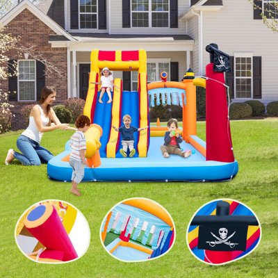 Costway Kids Inflatable Water Park Slide Children Wet Dry Combo Bounce House - 9
