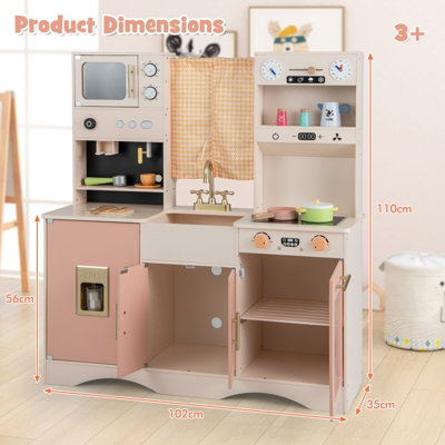 Costway Kids Kitchen Playset Toddlers Wooden Pretend Play Kitchen Toy