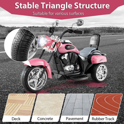 Costway Kids Motorcycle 6V Battery Powered 3-Wheel Electric Motorcycle