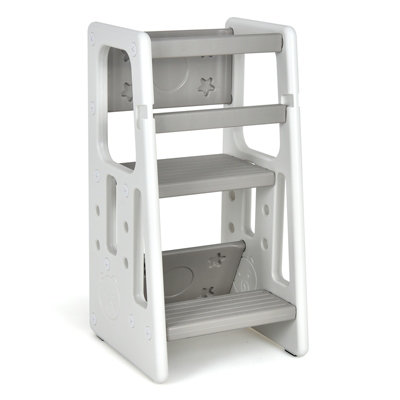 Costway Kids Non-slip Kitchen Step Stool Toddler Learning Stool with Double Safety Rails